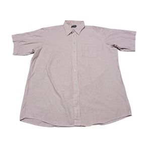 Edwards Shirt Mens 2XL Red White Pinstripe Short Sleeve Button Down Workwear